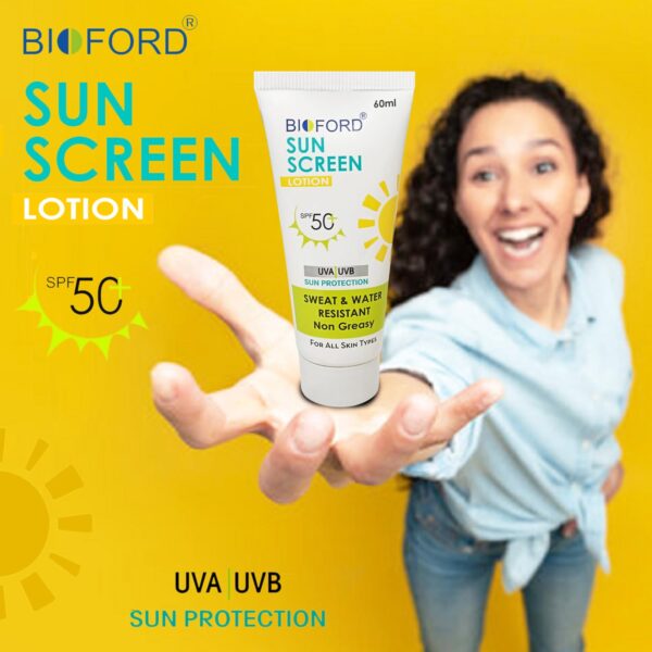 Bioford Sunscreen Lotion SPF 50+ PA+++ | Advanced Sun Protection for Healthy, Glowing Skin Sweat & Water Resistant - Image 2