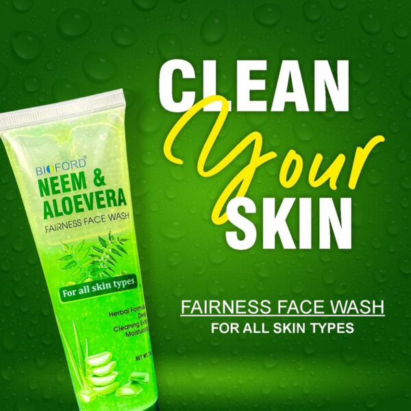 Bioford Neem & Aloe Vera Gel Face Wash – Purify, Soothe & Refresh Your Skin Naturally Vitamin E 75GM - Image 2