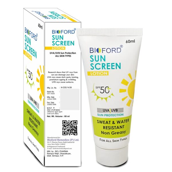 Bioford Sunscreen Lotion SPF 50+ PA+++ | Advanced Sun Protection for Healthy, Glowing Skin Sweat & Water Resistant - Image 3
