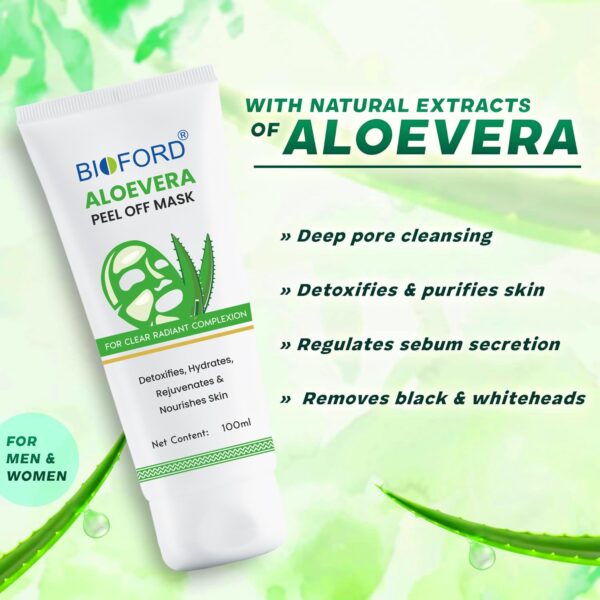 Bioford Aloe Vera Peel Off Mask – Detoxifying & Soothing Skin Treatment for a Natural Glow 100 ML - Image 3