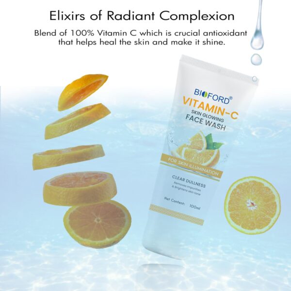 Bioford Vitamin C Face wash Brightening Cleanser for Glowing, Healthy Skin 100 ML - Image 3