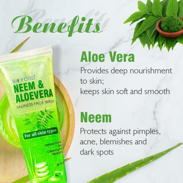 Bioford Neem & Aloe Vera Gel Face Wash – Purify, Soothe & Refresh Your Skin Naturally Vitamin E 75GM - Image 3