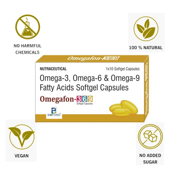 Bioford Omegafon-369 Capsules – Triple Omega Support for Heart, Brain & Joints (Pack of 5 strips) - Image 3