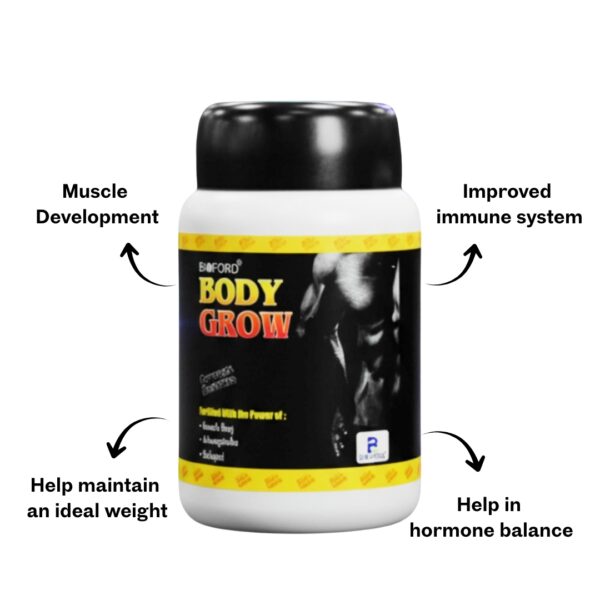 Bioford Body Grow Powder Power-Packed Muscle & Strength Booster with Ashwagandha & Shilajeet 300g (Pack of 1) - Image 3