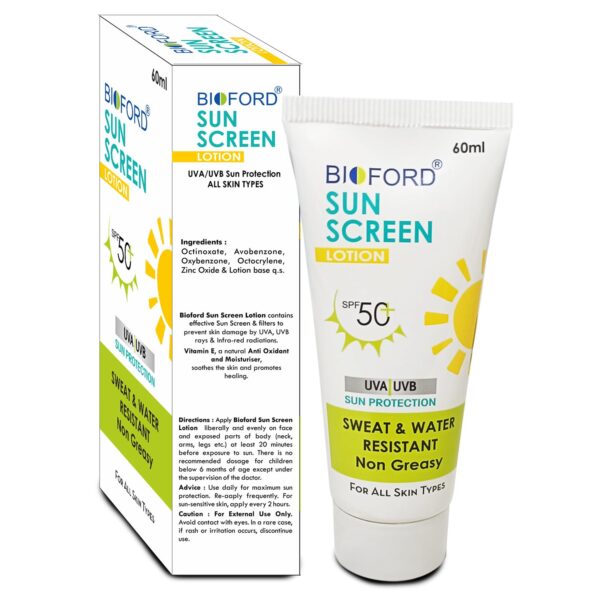 Bioford Sunscreen Lotion SPF 50+ PA+++ | Advanced Sun Protection for Healthy, Glowing Skin Sweat & Water Resistant - Image 4