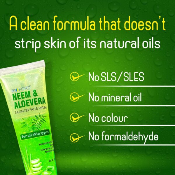 Bioford Neem & Aloe Vera Gel Face Wash – Purify, Soothe & Refresh Your Skin Naturally Vitamin E 75GM - Image 4