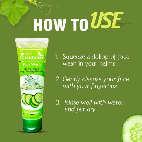Bioford Cucumber Face Wash – Vitamin E Soothing Cleanser for Cool, Clear, and Healthy Skin 75GM (pack of 2) - Image 5