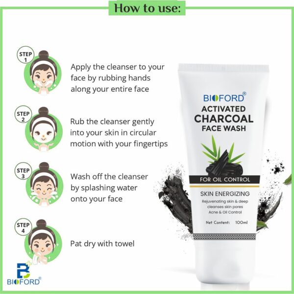 Bioford Charcoal Face Wash | Oil Control | Remove Dirt | Deep Detox for Clear, Refreshed Skin - Image 6