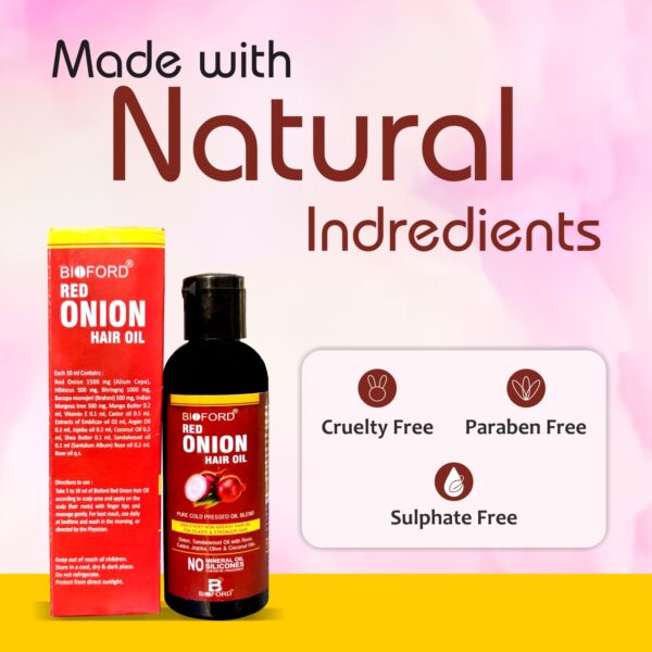 Bioford Red Onion Hair Oil – Intense Hair Fall Control & Growth Boosting Formula 100 ml (Pack of 2) - Image 6