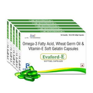 Evaford-E Capsules – Antioxidant-Rich Support for Skin, Heart, Vitamin-E & Men & Women's Wellness (Pack of 1)