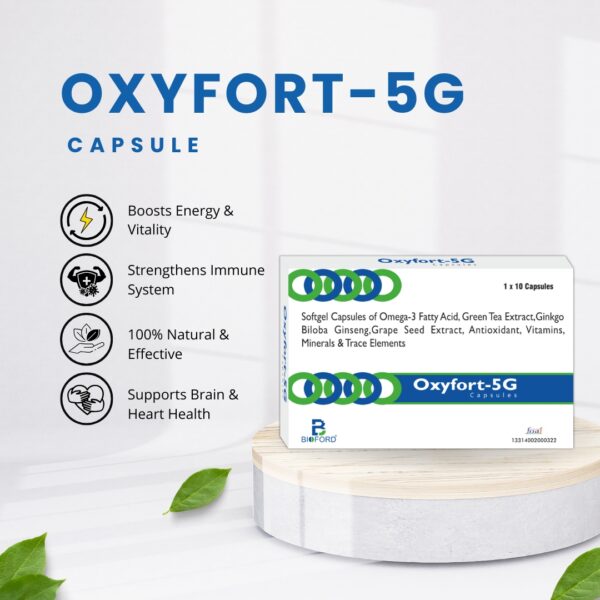 Bioford Oxyfort-5G Multivitamin & powerful Antioxidant with omega-3 Green Tea extract, Ginseng, Ginkgo Biloba , Minerals & Trace Elements (Pack of 1) - Image 3
