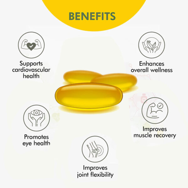 Omegafon Fatty Acid , Cod liver , Evening Primrose oil & Vitamin E Acetate gelatin Capsules for Heart, Brain & skin Health. - Image 2