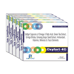 Bioford Oxyfort-4G Multivitamin & powerful Antioxidant with omega-3 Green Tea, Ginseng, Ginkgo Biloba any etc (Pack of 1)