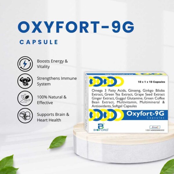 Bioford Oxyfort-9G Multivitamin & powerful Antioxidant with omega-3 Green Tea extract, Ginseng, Ginkgo Biloba , Minerals & Trace Elements (Pack of 1) - Image 3