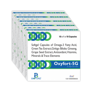 Bioford Oxyfort-5G Multivitamin & powerful Antioxidant with omega-3 Green Tea extract, Ginseng, Ginkgo Biloba , Minerals & Trace Elements (Pack of 1)