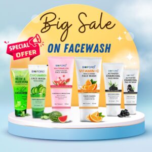Bioford Facewash & Skincare Combo – Neem & Aloe Vera, Cucumber, Watermelon, Vitamin C, Charcoal Facewash & Charcoal Peel Off Mask (Pack of 6)