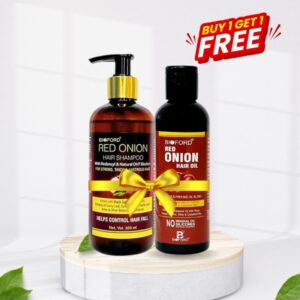 Bioford Red Onion Hair Shampoo & Red Onion Hair Oil Combo | Strengthens Roots, Controls Hair Fall & Boosts Hair Growth – Pack of 2