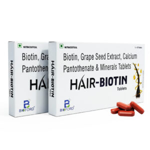 Bioford Hair Biotin Tablets with Grape Seed Extract, Calcium Pantothenate & Essential Minerals | Supports Hair Growth, Strong Nails & Healthy Skin | Pack of 2