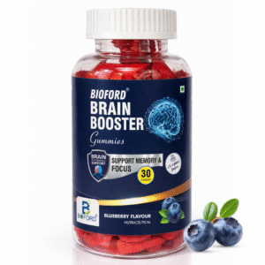 Brain Booster Gummy Bacopa Monnieri | Boosts Memory, Focus & Concentration |Bioford Brain Fog Support | Improve Quality of Life Bacopa monneieri 60mg | Blueberry Flavour 30 Gummies